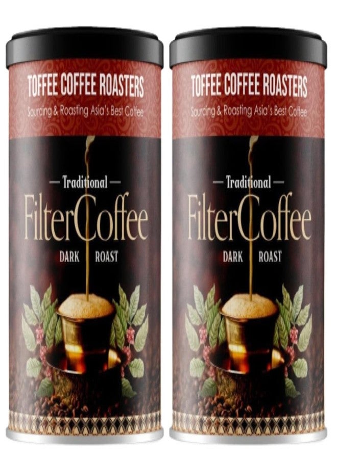 Toffee Coffee Roasters | Pack of 2 x 200gm (400gms) South Indian Filter Coffee | As Seen On Shark Tank | Specialty Blend | Traditional Dark Roast Signature Filter Coffee - Image 1