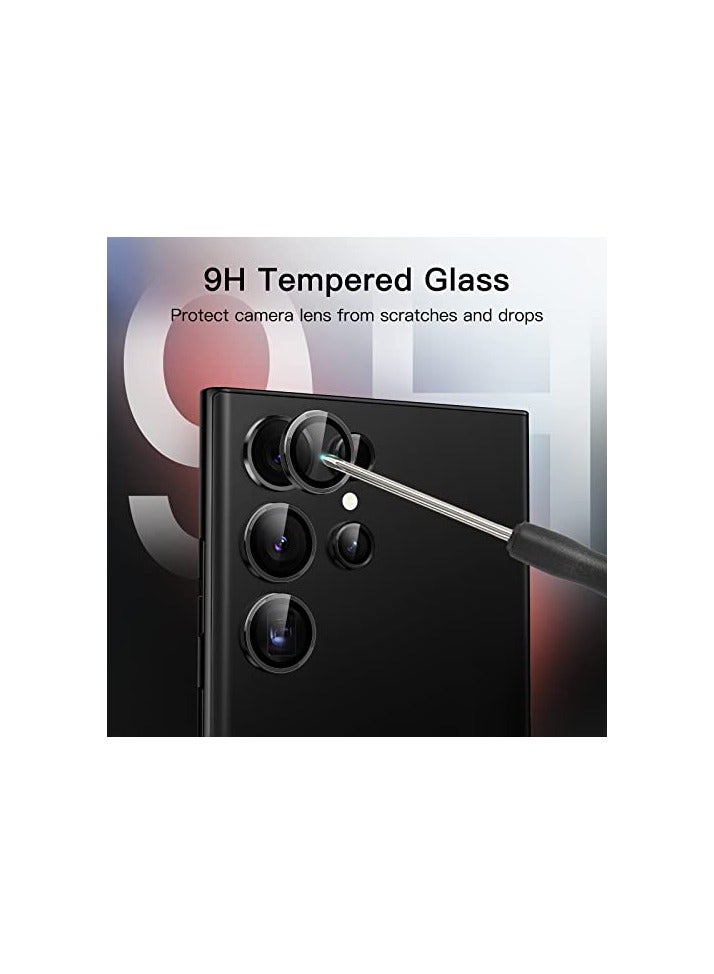 JETech Camera Lens Protector for Samsung Galaxy S23 Ultra 5G 6.8-Inch, 9H Tempered Glass Metal Individual Ring Cover, Easy Installation Tray, HD Clear, 1 Set (Phantom Black) - Image 2