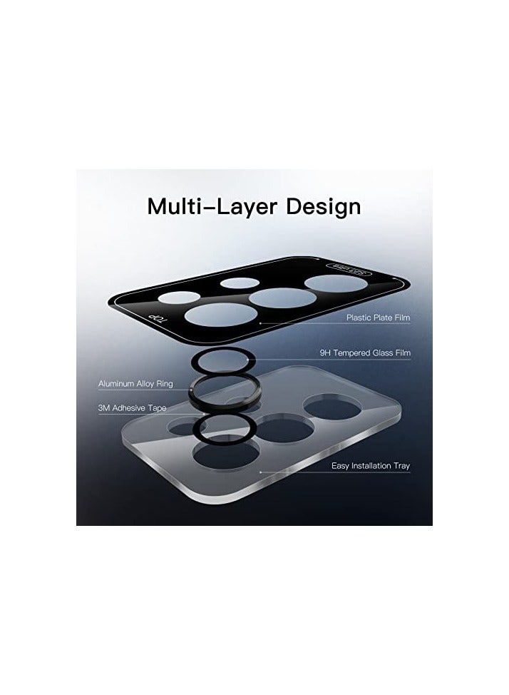JETech Camera Lens Protector for Samsung Galaxy S23 Ultra 5G 6.8-Inch, 9H Tempered Glass Metal Individual Ring Cover, Easy Installation Tray, HD Clear, 1 Set (Phantom Black) - Image 3