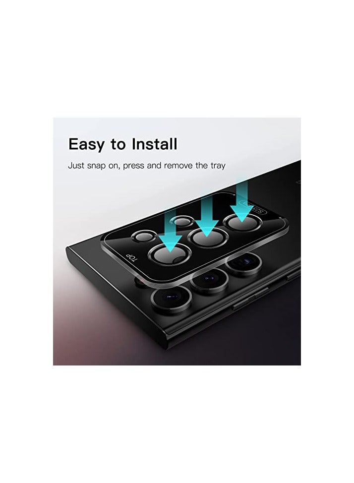 JETech Camera Lens Protector for Samsung Galaxy S23 Ultra 5G 6.8-Inch, 9H Tempered Glass Metal Individual Ring Cover, Easy Installation Tray, HD Clear, 1 Set (Phantom Black) - Image 5