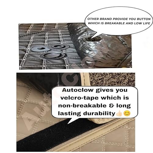 AutoClow Premium 7D Car Mat Full Set for Maruti Suzuki Ertiga (Model-2018-2026) || Luxury Leather Dual-Stitch Full Set 7D Car Floor Mat || 100% Waterproof || Color : Beige-Beige (Design-1) - Image 5