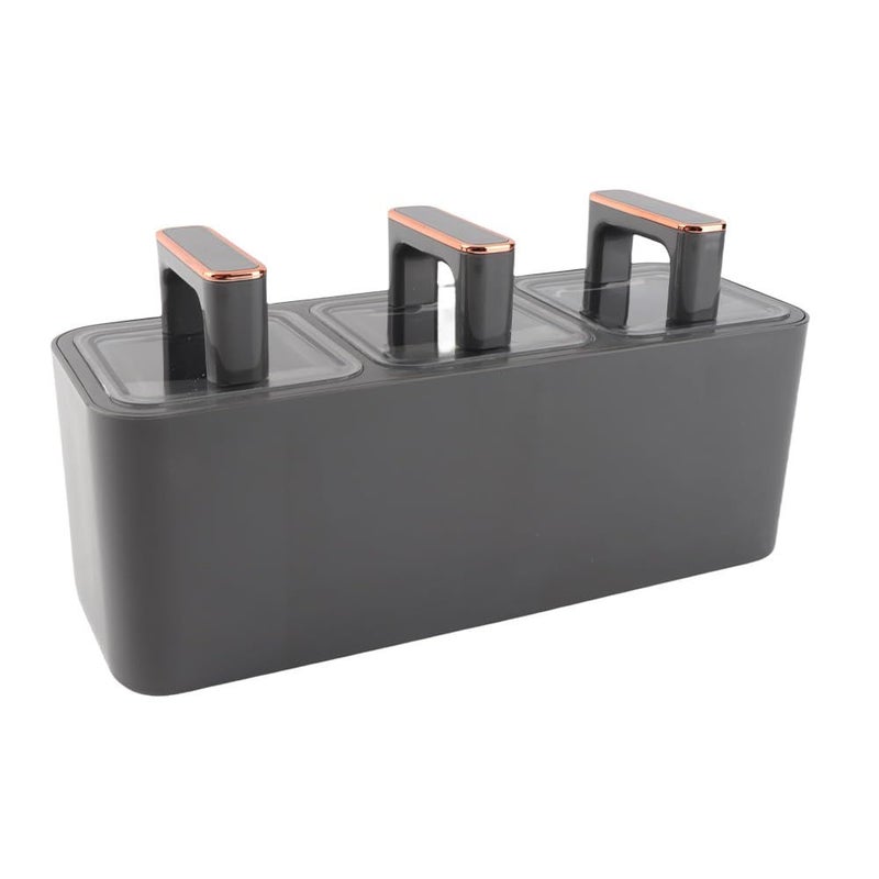 3 Grids Wall Mounted Seasoning Box Set With Spoon For Kitchen Salt Sugar Spices - Image 3