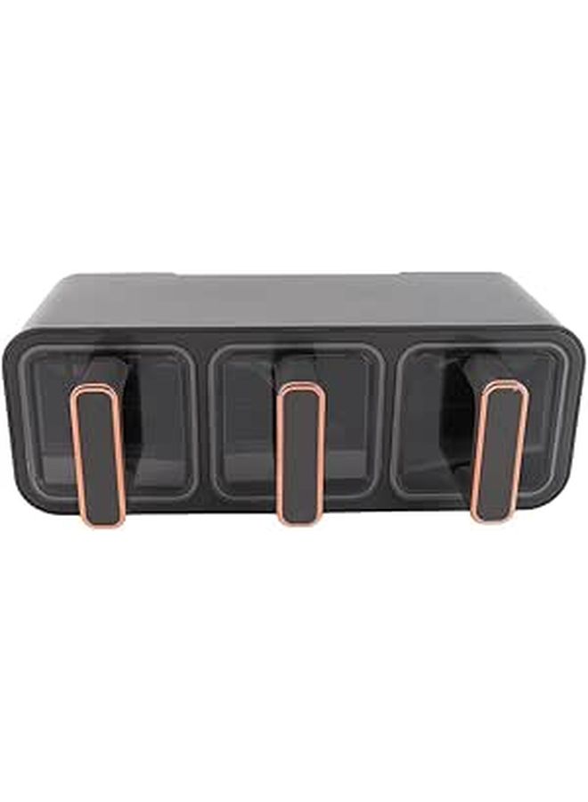 3 Grids Wall Mounted Seasoning Box Set With Spoon For Kitchen Salt Sugar Spices - Image 1