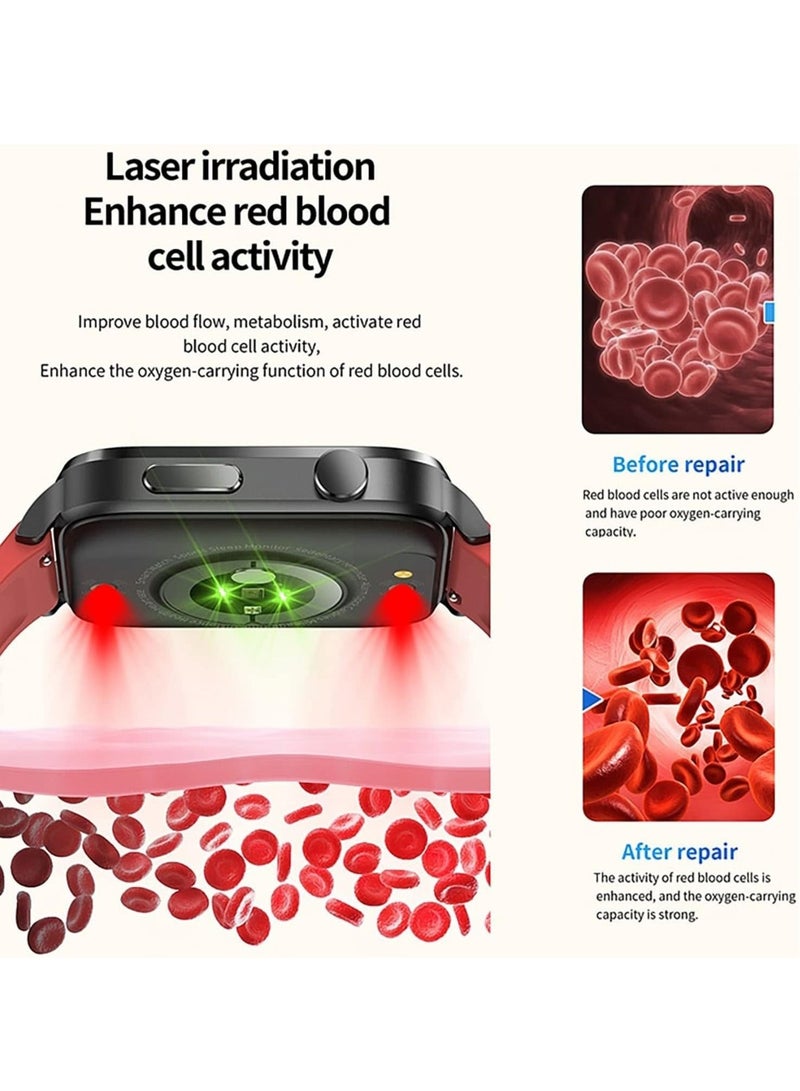 F100 Smart Watch, ECG Blood Glucose Monitor, 1.7-inch HD Touch Screen, Fitness Tracker with Heart Rate/Blood Oxygen/Sleep Monitor/Message Reminder, 24 Sports Modes - Image 3