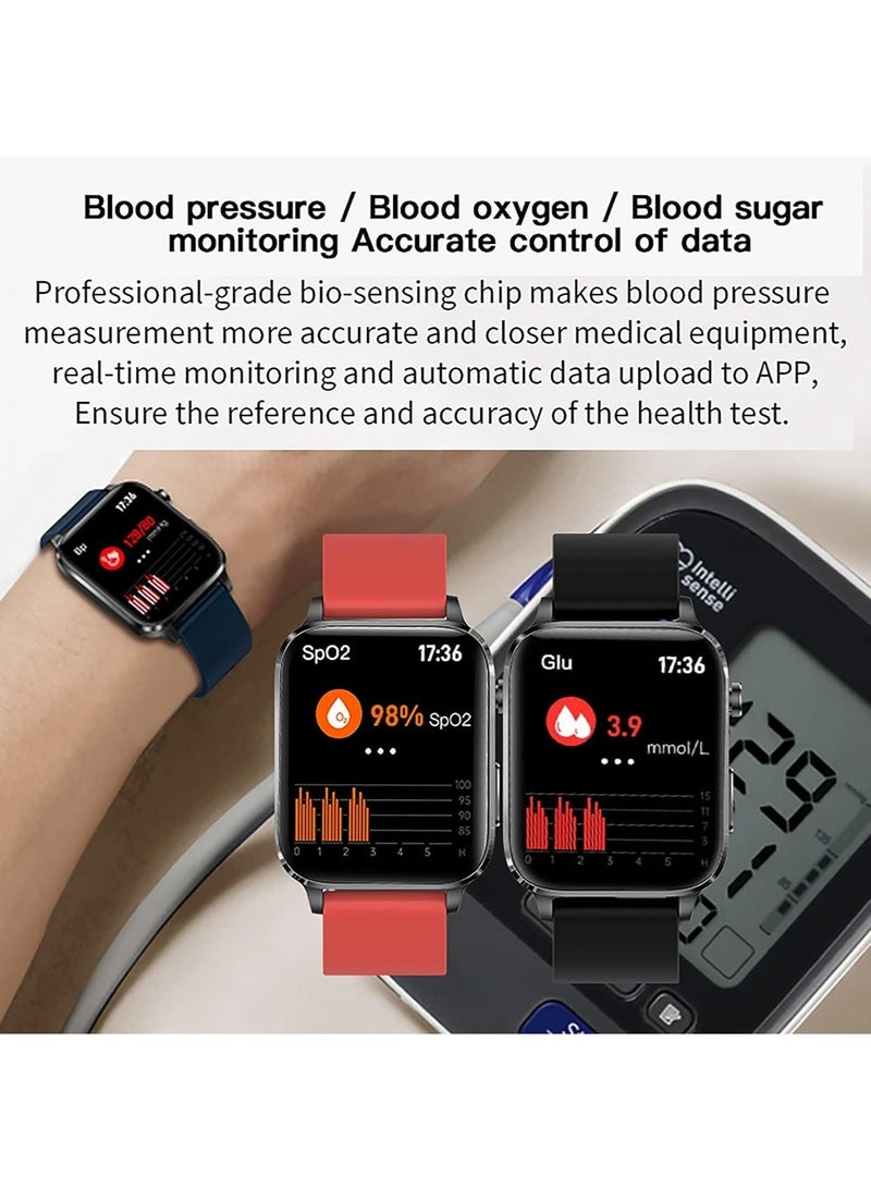 F100 Smart Watch, ECG Blood Glucose Monitor, 1.7-inch HD Touch Screen, Fitness Tracker with Heart Rate/Blood Oxygen/Sleep Monitor/Message Reminder, 24 Sports Modes - Image 4