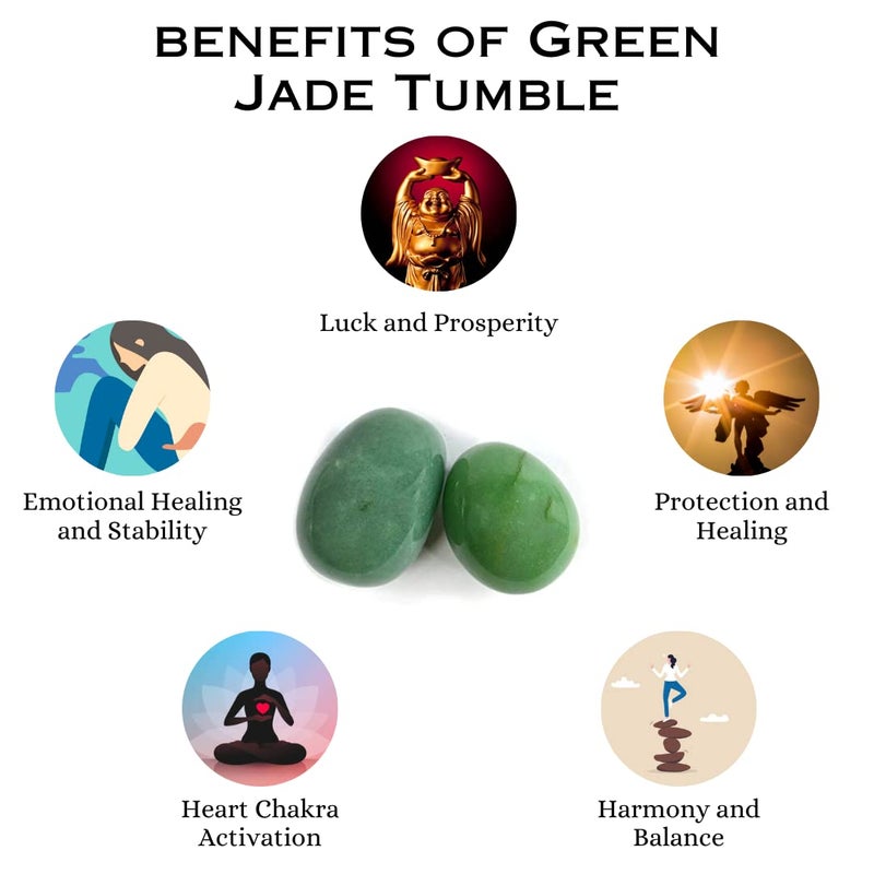 Crystal Divine Green Jade Chakra Healing Stones Crystal Tumble Stone for Vastu Item Decorative Items Home Decor Items Crystal Showpieces for Feng Shui Office Decor Table Decor Meditation Item Gifts - Image 3