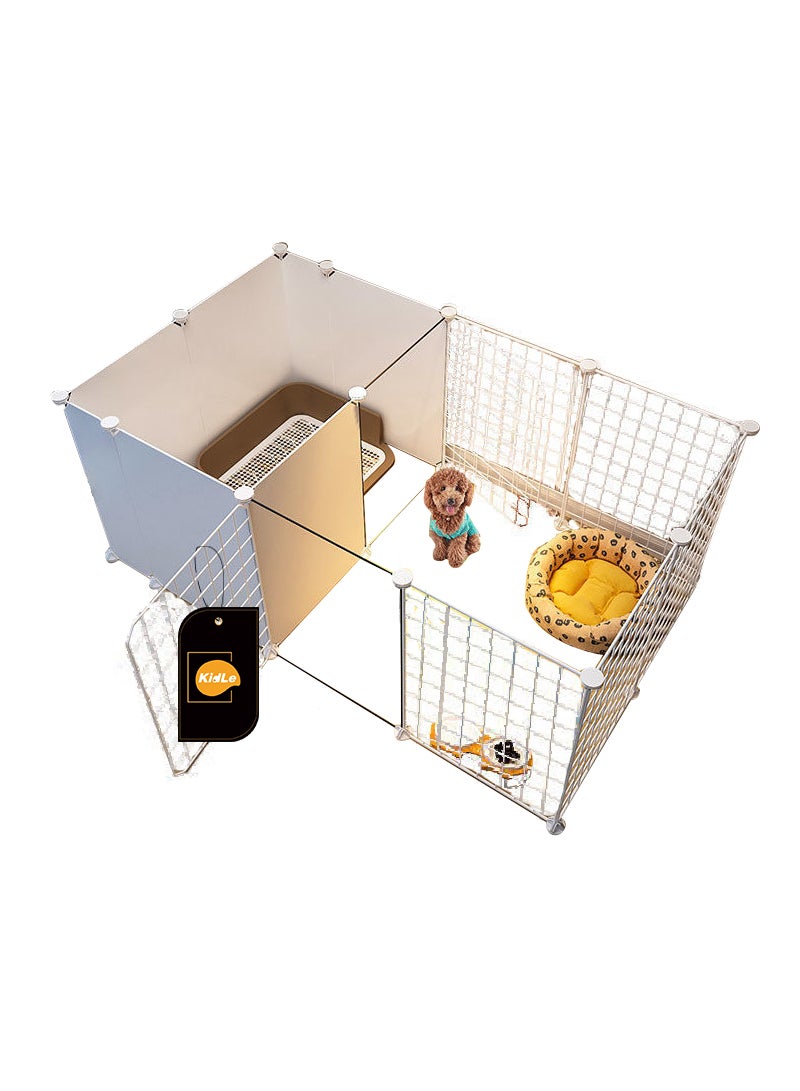 كيدل سياج للكلاب الأليفة، حظيرة للحيوانات الأليفة، بيت للكلاب، سياج داخلي للكلاب الصغيرة، باب معزول مع منطقة مرحاض، قفص للكلاب، حظيرة لعب للكلاب داخلية للكلاب والقطط والأرانب، أبيض 127×75×47 سم - Image 1