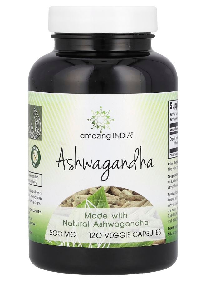 Amazing India Ashwagandha 500 mg 120 Veggie Capsules