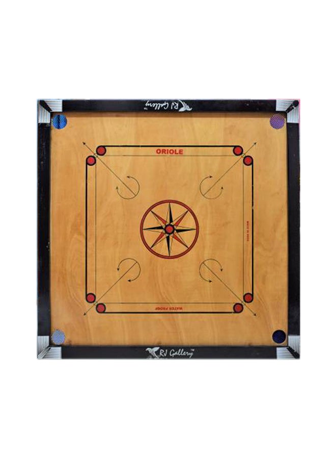 GSI Wooden Carrom Board Game And Coins Set With Unique Details Round Pockets Indoor - Image 5