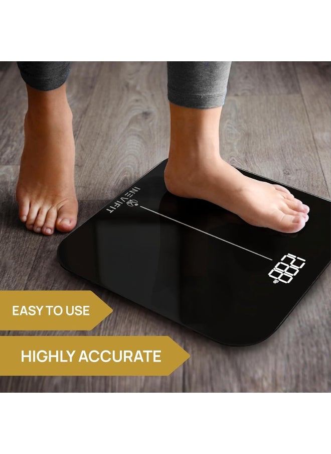 INEVIFIT - INEVIFIT (Black) - Premium Bathroom Scale, Highly Accurate Digital Bathroom Body Scale, Precisely Measures Weight up to 180kg - Image 1