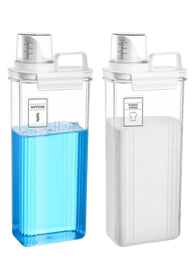 SUBEKYU Laundry Detergent Dispenser for Laundry Room,94oz Fabric Softener Dispenser,Liquid Laundry Detergent Container,Laundry Detergent Organizer for Laundry Room Organization with 6 Labels,2 Pack - Image 1
