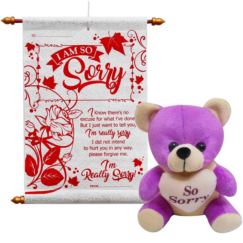 Saugat Traders Sorry Gift - Sorry Scroll Card & Small Soft Teddy - Gift for Girlfriend-Wife-Boyfriend-Husband-Sister-Friend-Girl - Image 1