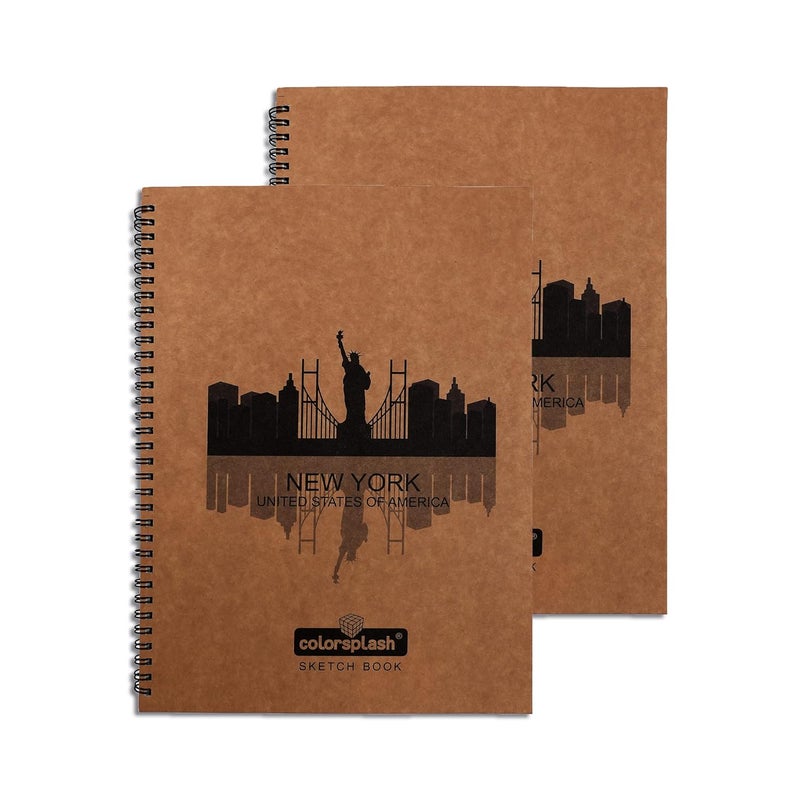 Generic COLORSPLASH A4 Sketch Book PACK of 2 Wiro Binding 100 pages50 sheets 100 gsm quality drawing grade paper  - Image 3