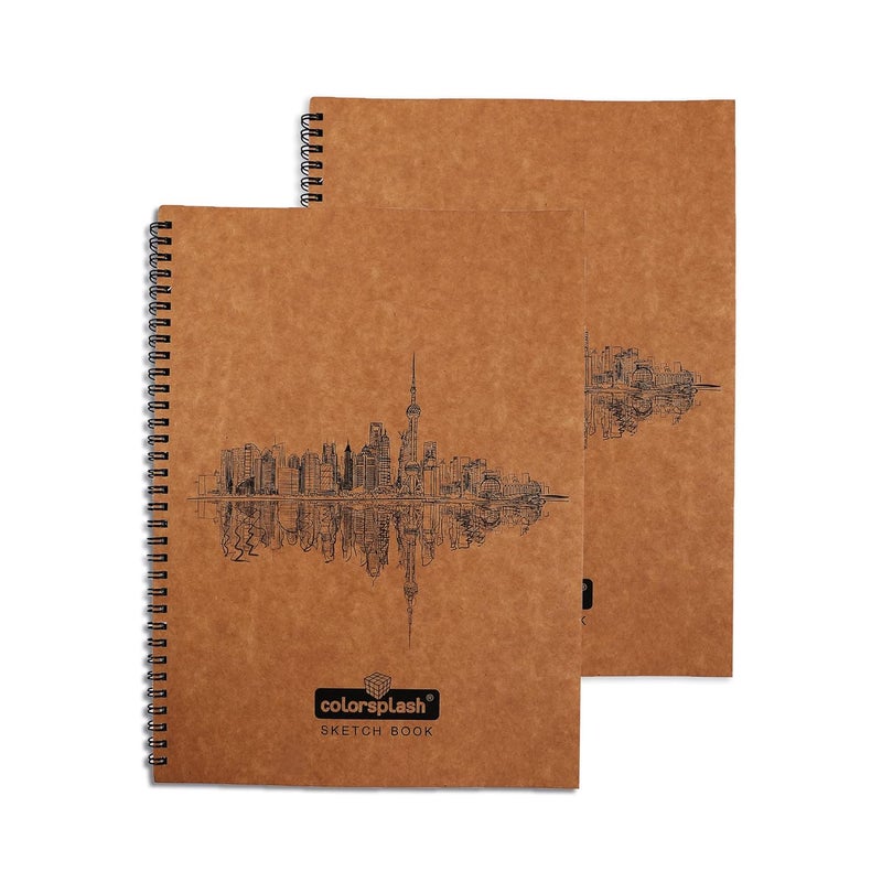 Generic COLORSPLASH A4 Sketch Book PACK of 2 Wiro Binding 100 pages50 sheets 100 gsm quality drawing grade paper  - Image 2