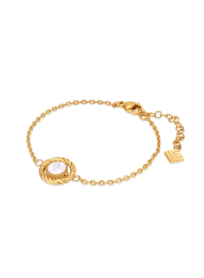 غاي لاروش سوار فلاپ مطلي بالذهب من إيلا مع عرق اللؤلؤ وحرف مونوغرام