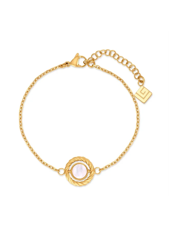 غاي لاروش سوار فلاپ مطلي بالذهب من إيلا مع عرق اللؤلؤ وحرف مونوغرام