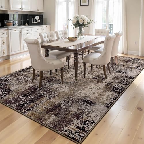 Ompaa Living Room Rug 5x7 Brown Area Rug Machine Washable Boho Coffee Rug Non Slip Abstract Vintage Indoor Large Rugs for Bedroom, Classroom, College Dorm, Farmhouse, Dining Room, Kids Playroom - Image 5