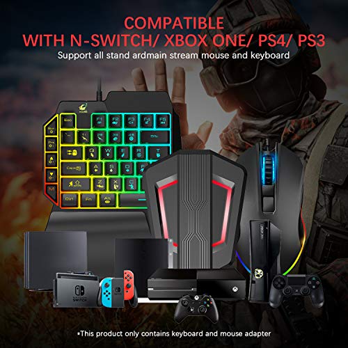 FELICON Gaming Keyboard and Mouse Combo, Wired 39 Keys Mechanical Feeling Rainbow LED Backlit Keyboard and RGB Gaming Mouse and LED Backlit Converter Compatible with PS4/Xbox One/Nintendo Switch/PS3 /PC - Image 3