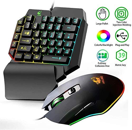 FELICON Gaming Keyboard and Mouse Combo, Wired 39 Keys Mechanical Feeling Rainbow LED Backlit Keyboard and RGB Gaming Mouse and LED Backlit Converter Compatible with PS4/Xbox One/Nintendo Switch/PS3 /PC - Image 2