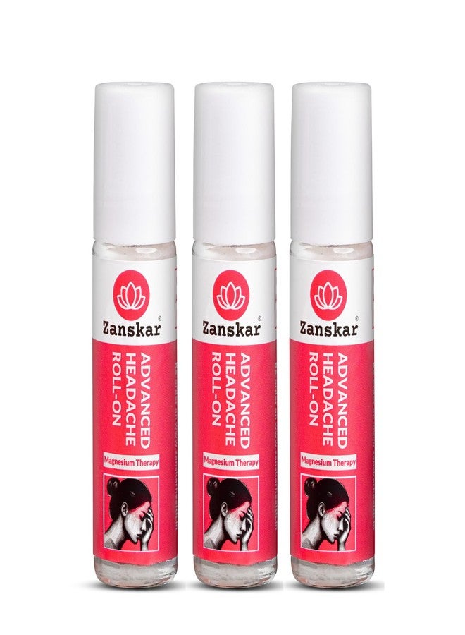 Zanskar Magnesium Headache & Migraine Roll-on (Pack of 3) | Deep Calming and Natural Relief from Stress Headaches, Migraines, Mobile Eye Strain, Sinus & Cold | Proprietary Magnesium & Lavender Formula with Premium Metal Rollerball | 3x10 ml - Image 1