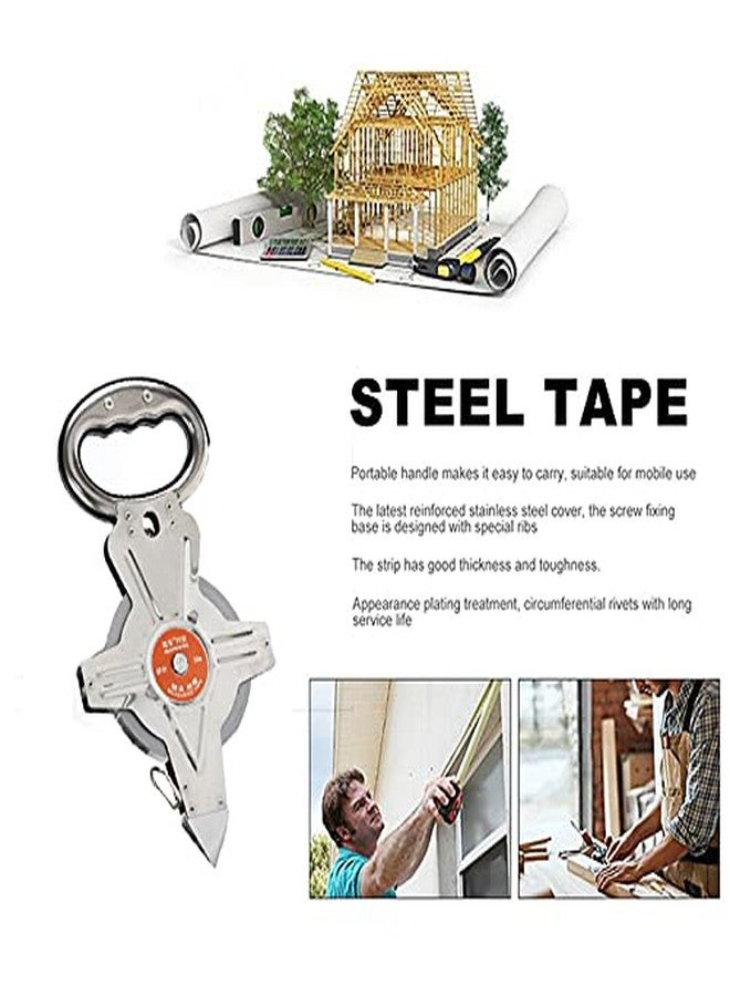 SEIWEI 30m/100ft Long Steel Tape Measure Open Reel Surveyors Tape Measure Measuring Metric Imperial - Image 2