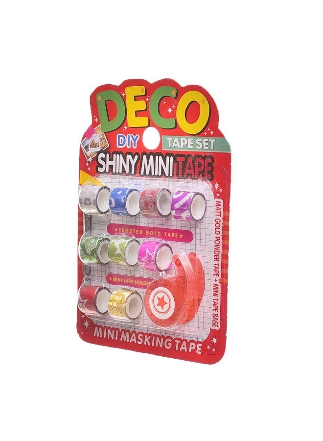 DECO MINI Masking Decorative Tape Set for DIY, Journals & Handcrafts, 9 Assorted Rolls (Shiny, Frosted Gold) with Dispenser & Base – High Quality, Reusable & Residue-Free Adhesive for Scrapbooking & Art Projects - Image 3