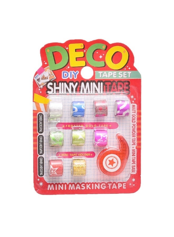 DECO MINI Masking Decorative Tape Set for DIY, Journals & Handcrafts, 9 Assorted Rolls (Shiny, Frosted Gold) with Dispenser & Base – High Quality, Reusable & Residue-Free Adhesive for Scrapbooking & Art Projects - Image 5