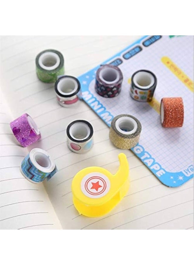 DECO MINI Masking Decorative Tape Set for DIY, Journals & Handcrafts, 9 Assorted Rolls (Shiny, Frosted Gold) with Dispenser & Base – High Quality, Reusable & Residue-Free Adhesive for Scrapbooking & Art Projects - Image 1