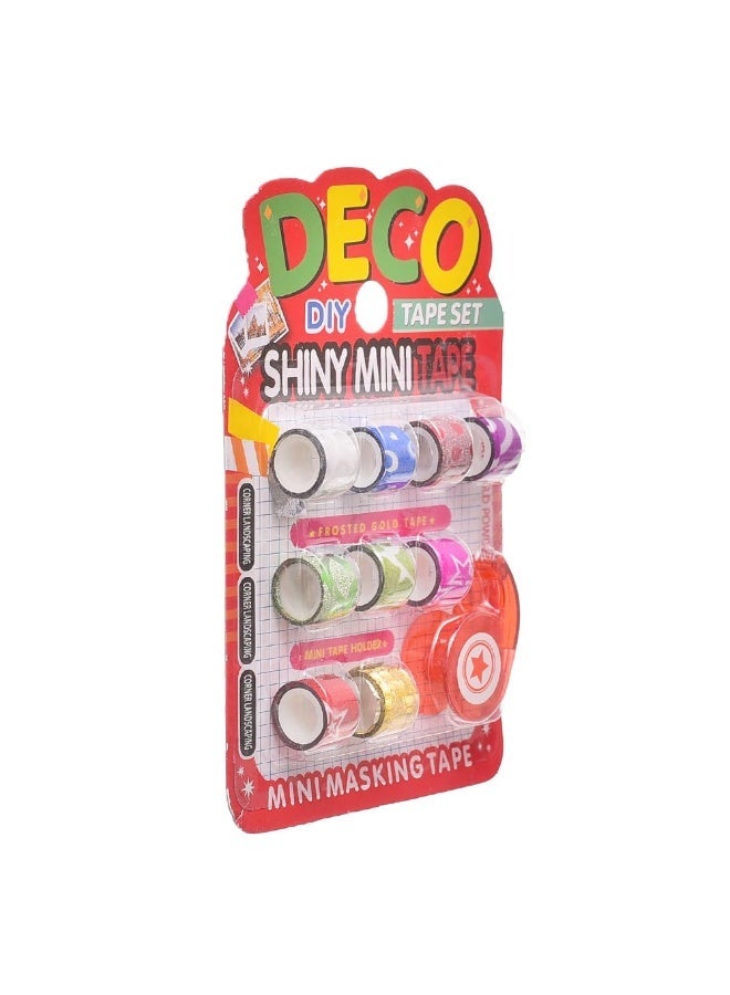 DECO MINI Masking Decorative Tape Set for DIY, Journals & Handcrafts, 9 Assorted Rolls (Shiny, Frosted Gold) with Dispenser & Base – High Quality, Reusable & Residue-Free Adhesive for Scrapbooking & Art Projects - Image 4