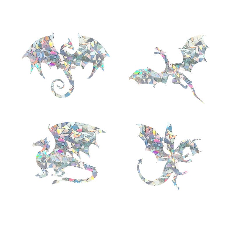 Dragon Static Window Clings Anti Collision Window Decals for Bird Strikes Glass Awareness Stickers Stop Birds Flying into Windows Set of 16
