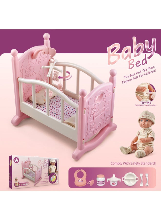 Mini Furniture Girls Children Play House Toy Princess Double Bed Shaker Baby Baby Feeding Dining Chair-Color:Highchair (with Doll) W6901A - Image 2