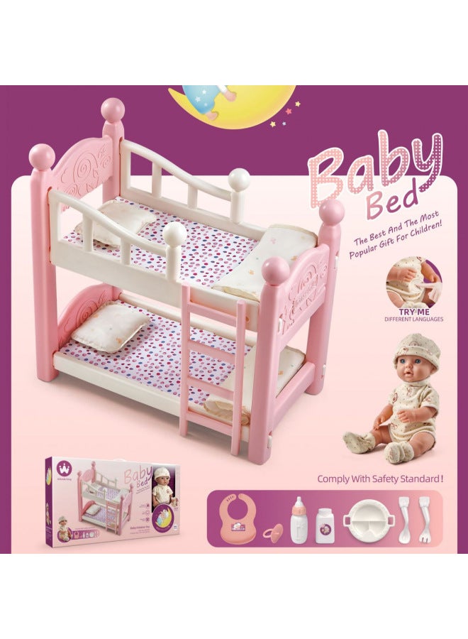 Mini Furniture Girls Children Play House Toy Princess Double Bed Shaker Baby Baby Feeding Dining Chair-Color:Highchair (with Doll) W6901A - Image 5