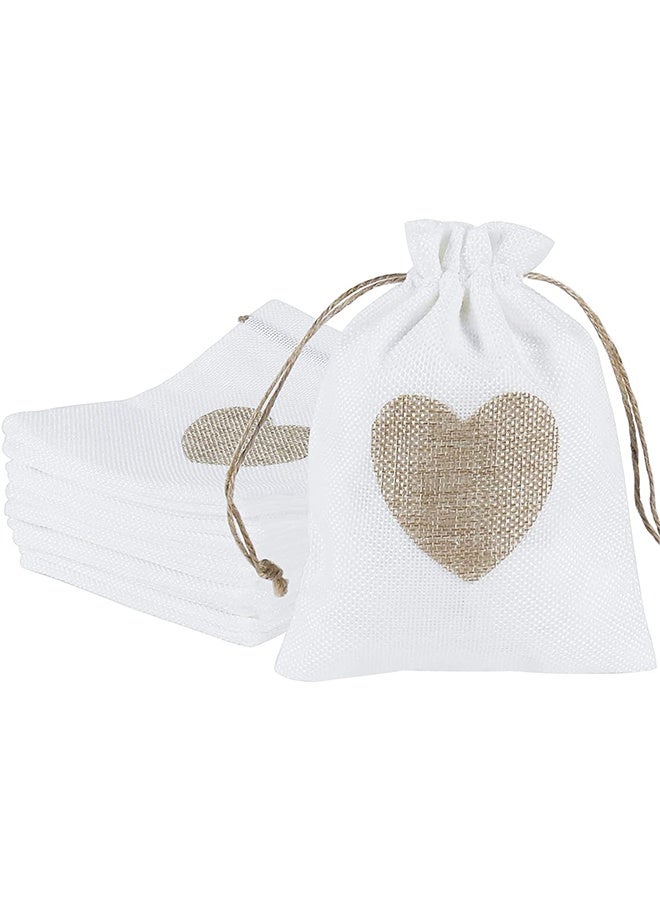 Peachjoy Burlap Bags, Drawstring Gift Bags with Heart Hessian Jute, 20 Pcs Jewelry Candy Pouches, for Wedding, Baby Shower Party Favors DIY Craft, Grain, Spice Storage Bags, Small Object Storage (14x10cm)  - Image 1