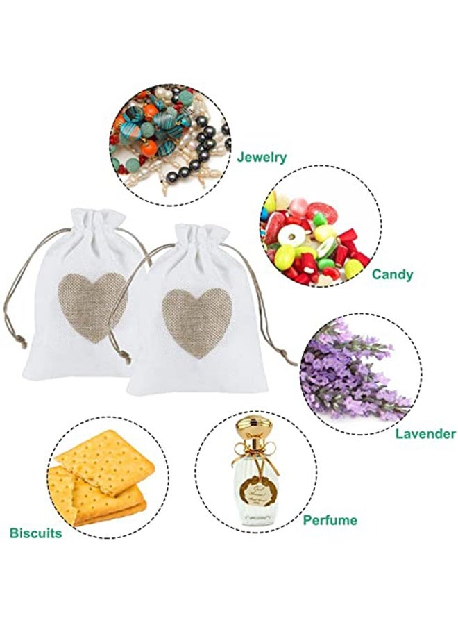 Peachjoy Burlap Bags, Drawstring Gift Bags with Heart Hessian Jute, 20 Pcs Jewelry Candy Pouches, for Wedding, Baby Shower Party Favors DIY Craft, Grain, Spice Storage Bags, Small Object Storage (14x10cm)  - Image 3