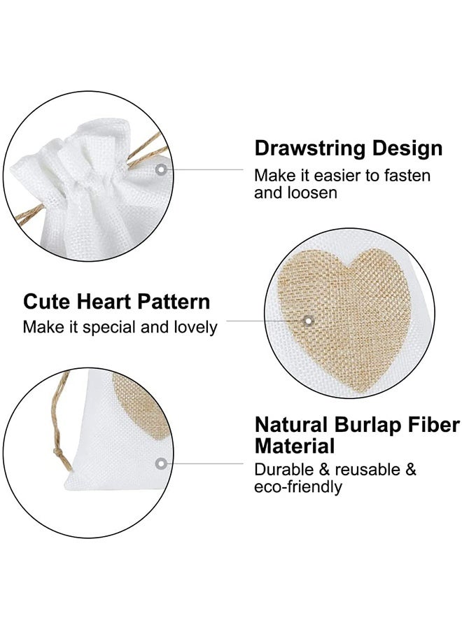 Peachjoy Burlap Bags, Drawstring Gift Bags with Heart Hessian Jute, 20 Pcs Jewelry Candy Pouches, for Wedding, Baby Shower Party Favors DIY Craft, Grain, Spice Storage Bags, Small Object Storage (14x10cm)  - Image 5