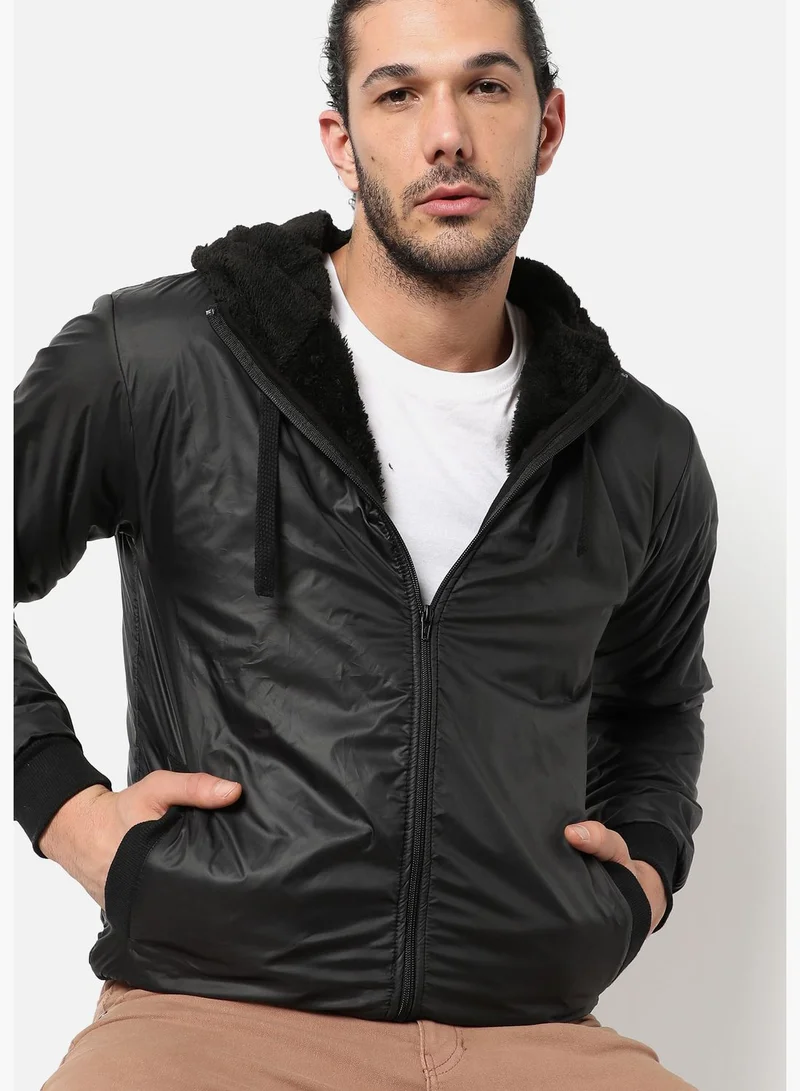 Campus Sutra Men's Solid Waterproof Puffer Regular Fit Bomber Jacket For Winter Wear