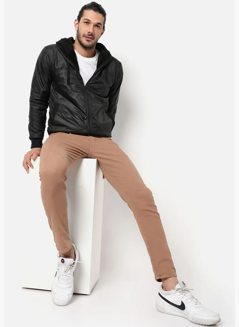 Campus Sutra Men's Solid Waterproof Puffer Regular Fit Bomber Jacket For Winter Wear