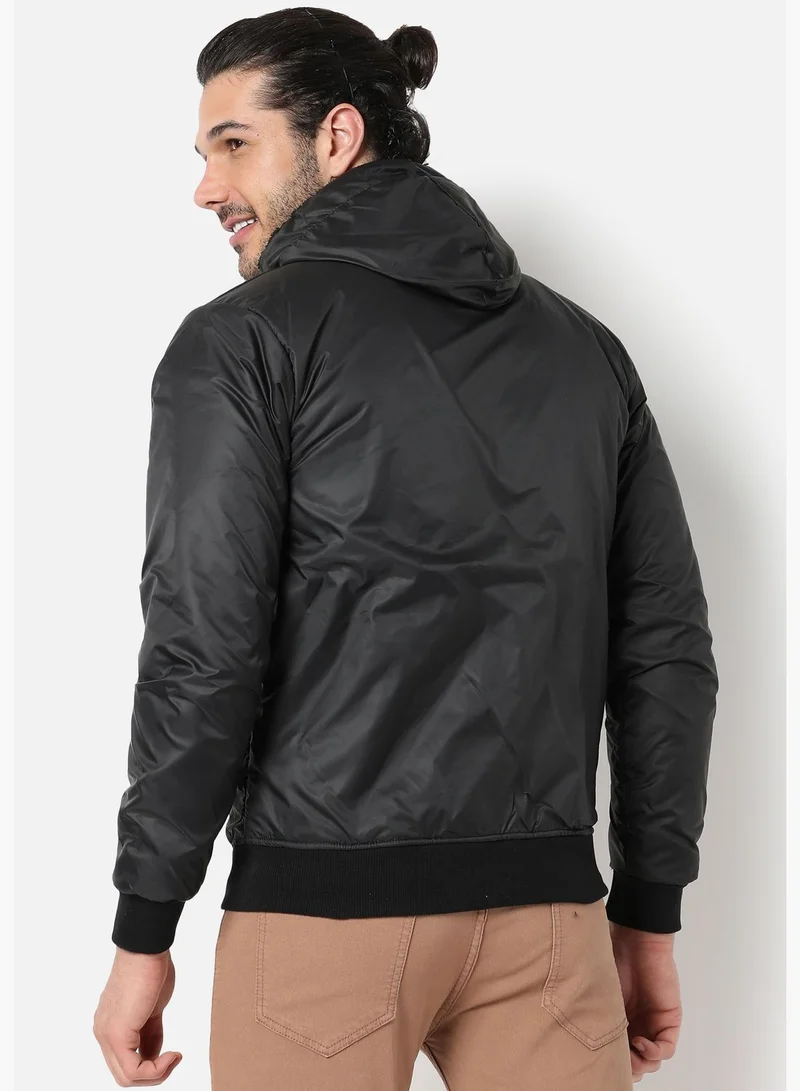 Campus Sutra Men's Solid Waterproof Puffer Regular Fit Bomber Jacket For Winter Wear