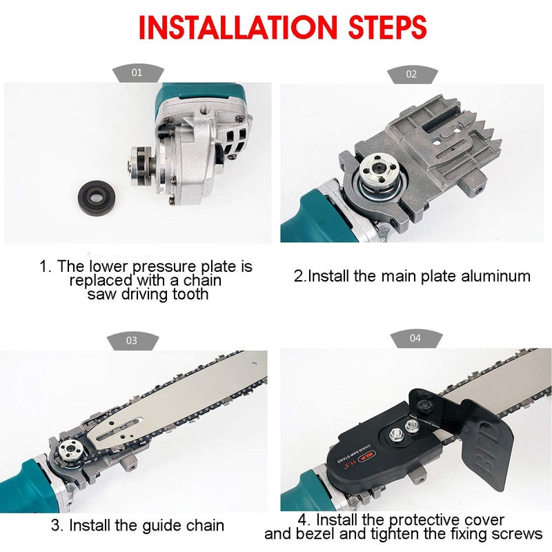 MLD MLD Chainsaw Electric Drill Modified To Electric Chainsaw Tool Attachment Electric Chainsaws Accessory Woodworking Tool (Size : 16 Inch, Type : Angle Grinder Attachment)  - Image 4