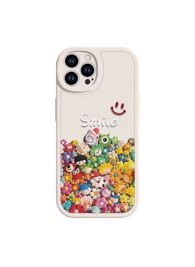 Zitai Iphone 13 Case, Suitable For Apple Iphone 13, Lambskin Texture Protective Cover, Painted Full Protection, Shockproof, Creative Personal Soft Shell [Smile Doll] White - Image 5