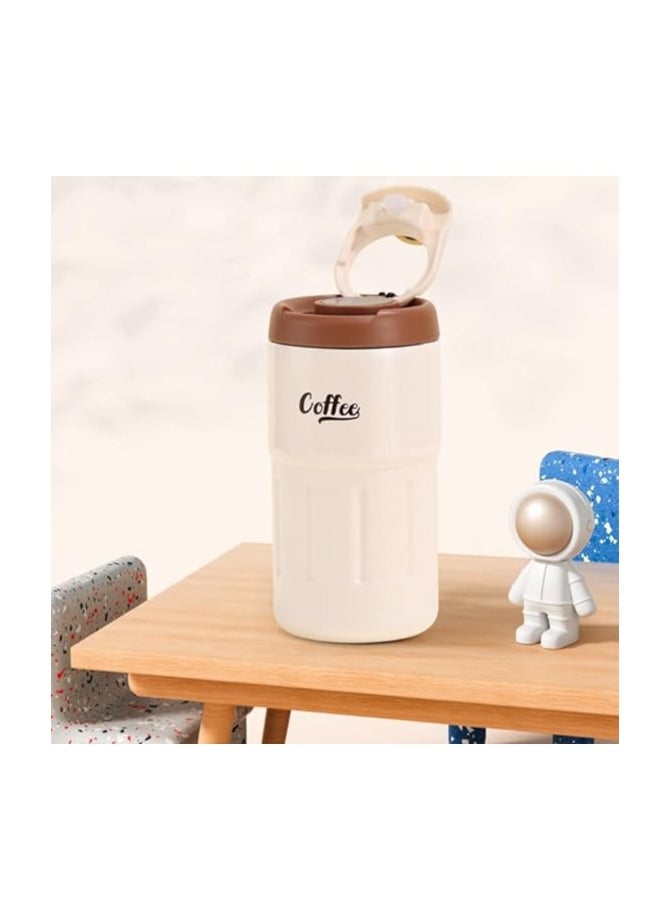 Twisoo Coffee Thermos with Smart Temperature Display, 500ml Stainless Steel Leak-Proof Travel Mug, Hot & Cold, Brown