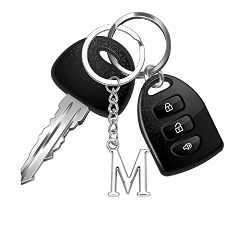 Yuxh Letter Keychain A-Z Alphabet Keyring DIY Key Ring Cool Little Gift,Silver M - Image 4
