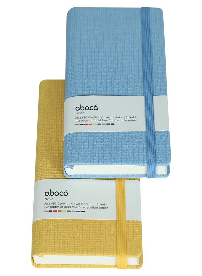 COMMA Abaca - A6 Size - Hard Bound Pocket Notebook with Elastic Band Closure - 192 Pages - 80gsm Natural Shade Paper - Textured Cover Material - Pack of 2 - (Yellow + Sky Blue) - Image 2