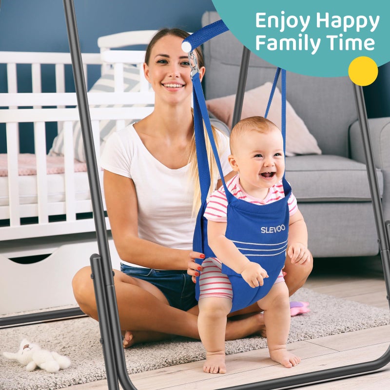 Slevoo 2 in 1 Baby Jumper and Swing, Toddler Swing Set with Foldable Stand, Ages 6 Months to 6 Years, for Indoor and Outdoor Fun, Black - Image 5