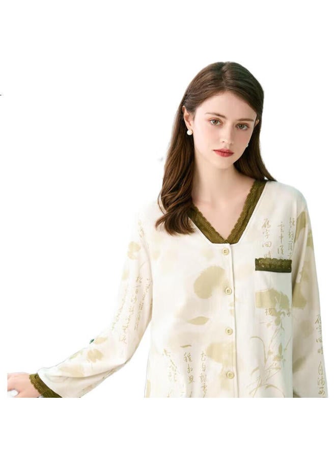 Fenton Fenteng Women'S New Spring Pure Cotton New Chinese Style National Wind Printed Home Wear Set - Image 1