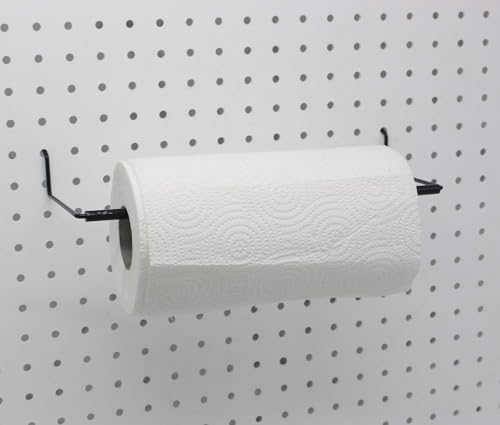Bullbins Paper Towel Holder for Pegboard - Extendable, Fits Standard Pegboard, Organization Accessory Hook for Workshop, Garage, Kitchen, Laundry Room, Bathroom - 4 Packs, Black - Image 4