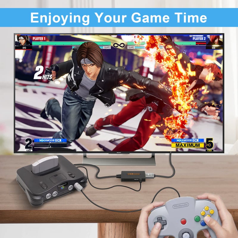 RuntoGOL محول RuntoGOL N64 من Gamecube إلى HDMI، محول HDMI لجهاز Nintendo Gamecube/Nintendo 64/SNES/SFC مع كابل ربط وملحقات كابل USB - Image 4