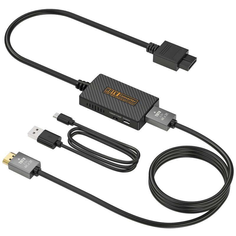 RuntoGOL محول RuntoGOL N64 من Gamecube إلى HDMI، محول HDMI لجهاز Nintendo Gamecube/Nintendo 64/SNES/SFC مع كابل ربط وملحقات كابل USB - Image 1