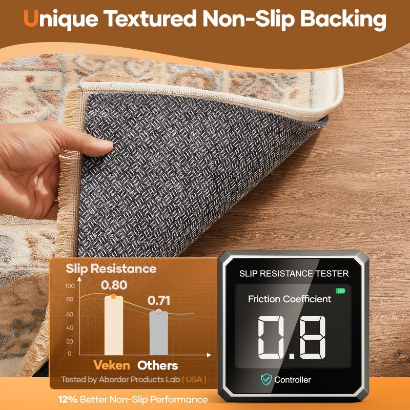 Veken Non Slip Cushioned Rug Pad Gripper 8 x 10 Ft, Felt and Silicone Backing, 3/8 inch Thick Carpet Liner for Hardwood Floors and Finishes, Under Area Rugs Anti Skid Mat, Keep Rugs Safe and in Place - Image 3