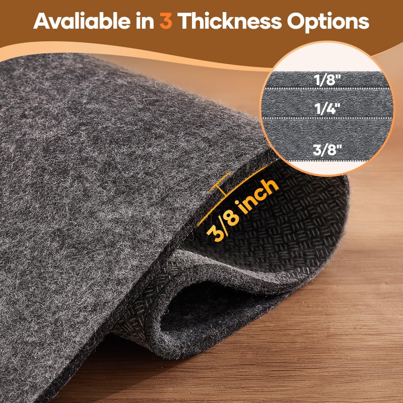 Veken Non Slip Cushioned Rug Pad Gripper 8 x 10 Ft, Felt and Silicone Backing, 3/8 inch Thick Carpet Liner for Hardwood Floors and Finishes, Under Area Rugs Anti Skid Mat, Keep Rugs Safe and in Place - Image 4